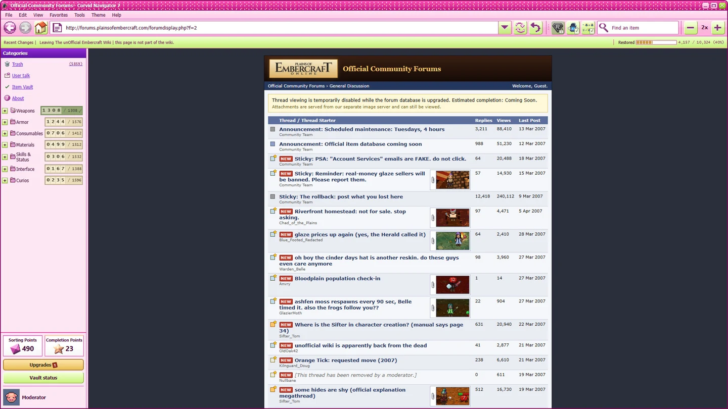 Browser skins change the look of the wiki. Choose readable text and icons before beginning a precision sorting attempt.
